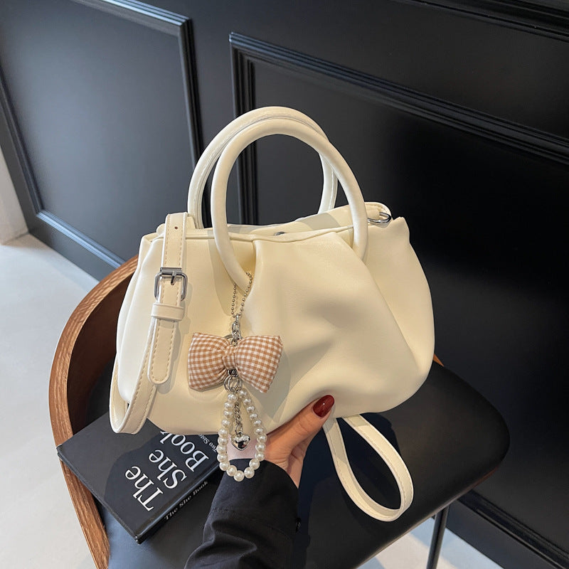 Elegant Pleated Soft Leather Shoulder Handbag