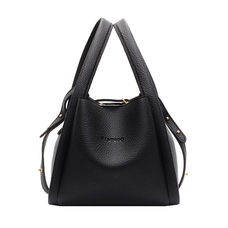 Soft Faux Leather Bucket Tote Bag
