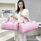 Quilted Leather Travel Duffel Bag Shoe Compartment