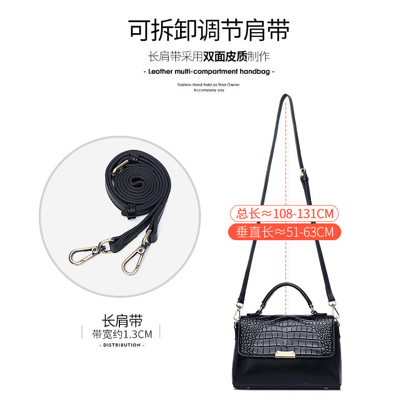 Genuine Leather Croc Embossed Handbag