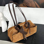 Suede Leather Bowling Tote Shoulder Bag