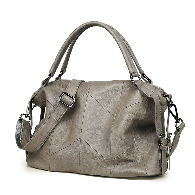 Black Leather Patchwork Shoulder Crossbody Handbag