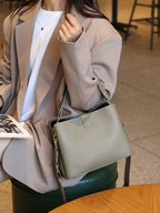 Women's Leather Crossbody Bucket Handbag