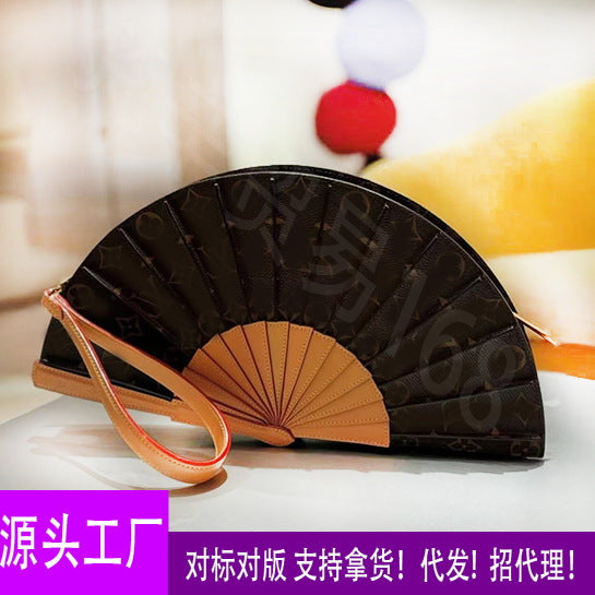 Genuine Leather Fan Design Shoulder Bag