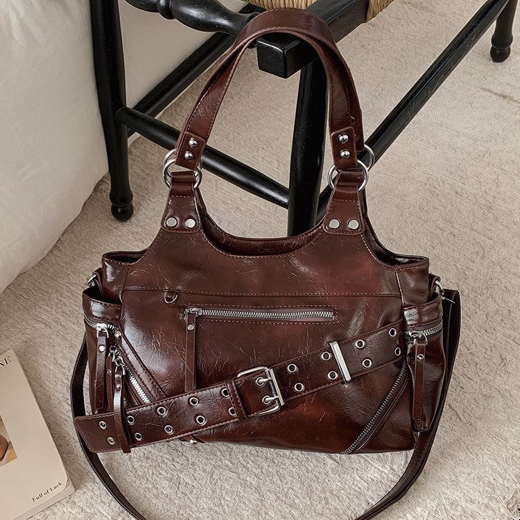 Fashion Rivet Soft Material Commuter Tote Bag