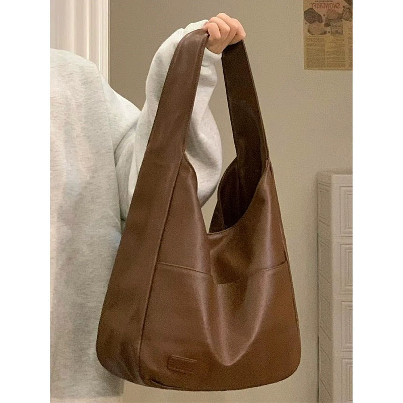 Soft Vegan Leather Large Shoulder Bag