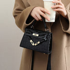 Women's Croc Embossed Genuine Leather Mini Handbag