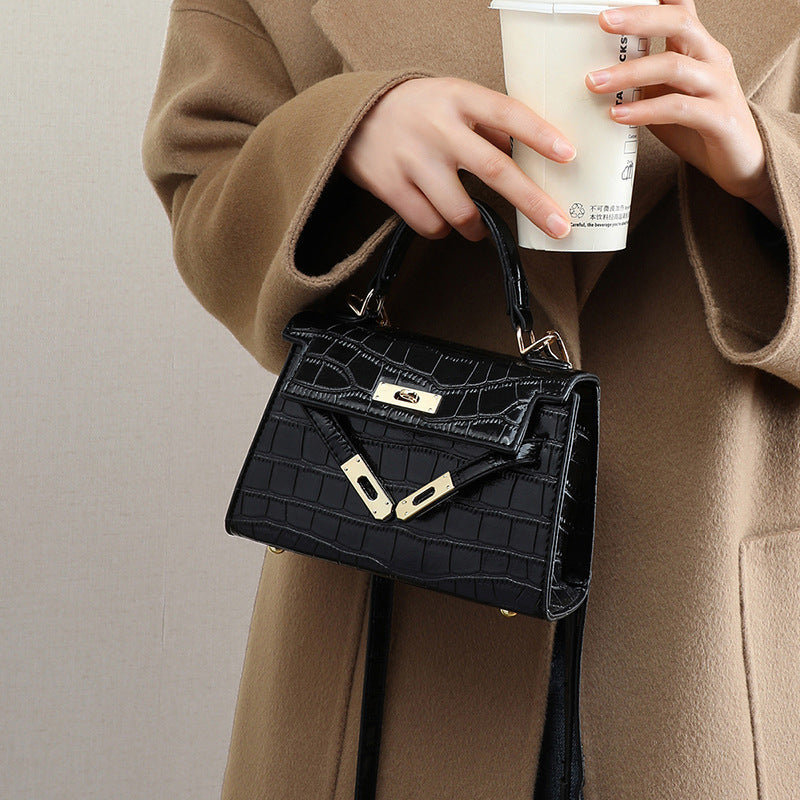 Women's Croc Embossed Genuine Leather Mini Handbag