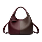Soft Leather Two-Tone Bucket Handbag