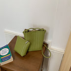 Lightweight Woven Bucket Crossbody Bag