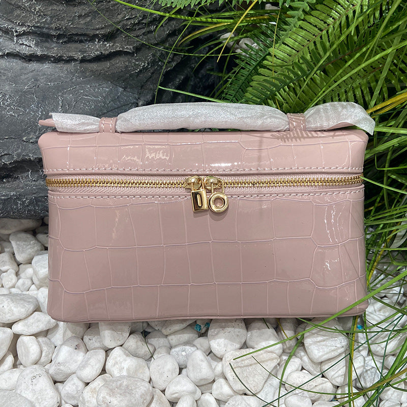 White Croc Embossed Leather Crossbody Bag