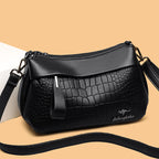 Soft Faux Leather Crocodile Embossed Shoulder Bag