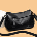 Soft Faux Leather Crocodile Embossed Shoulder Bag
