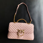 Genuine Leather Quilted Love Birds Crossbody Bag