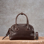 Vegetable Tanned Leather Bowling Shoulder Handbag