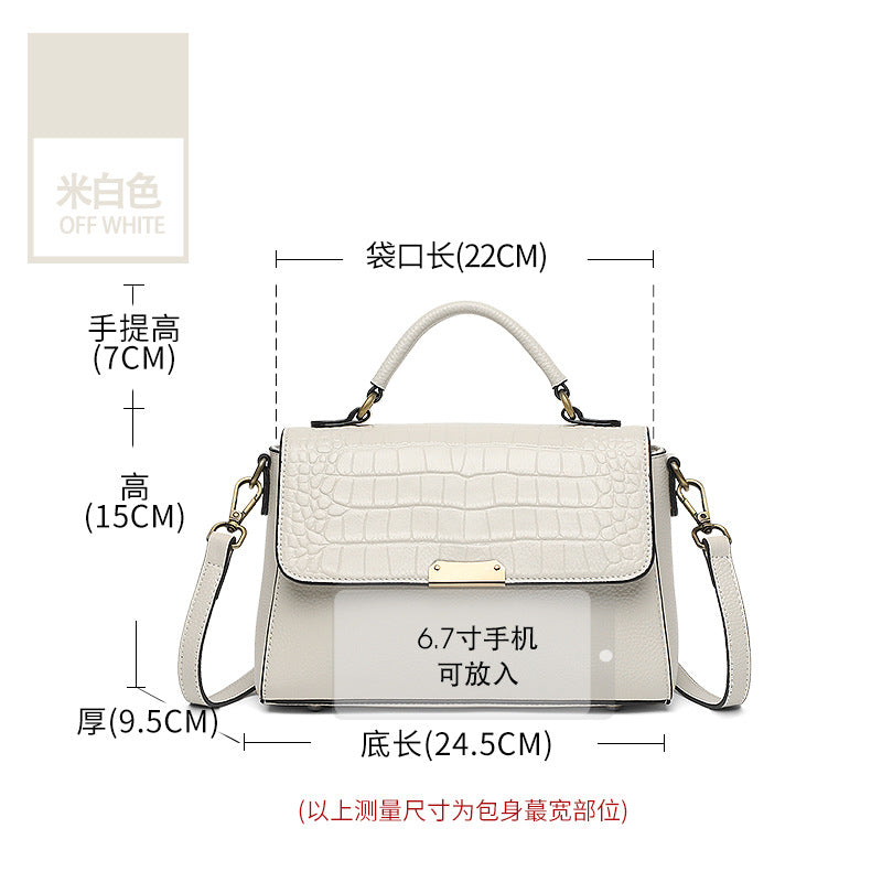 Genuine Leather Croc Embossed Handbag