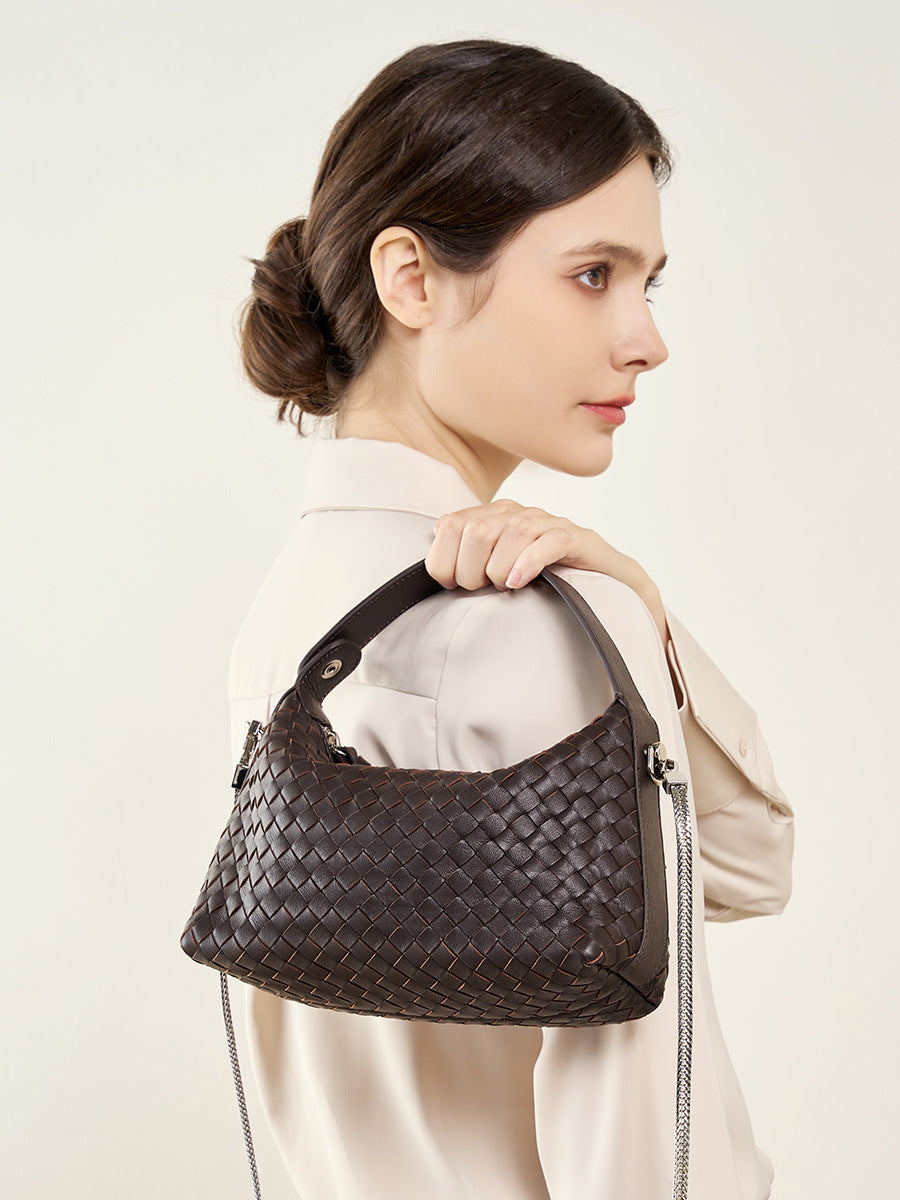 Lambskin Woven Hobo Shoulder Crossbody Bag