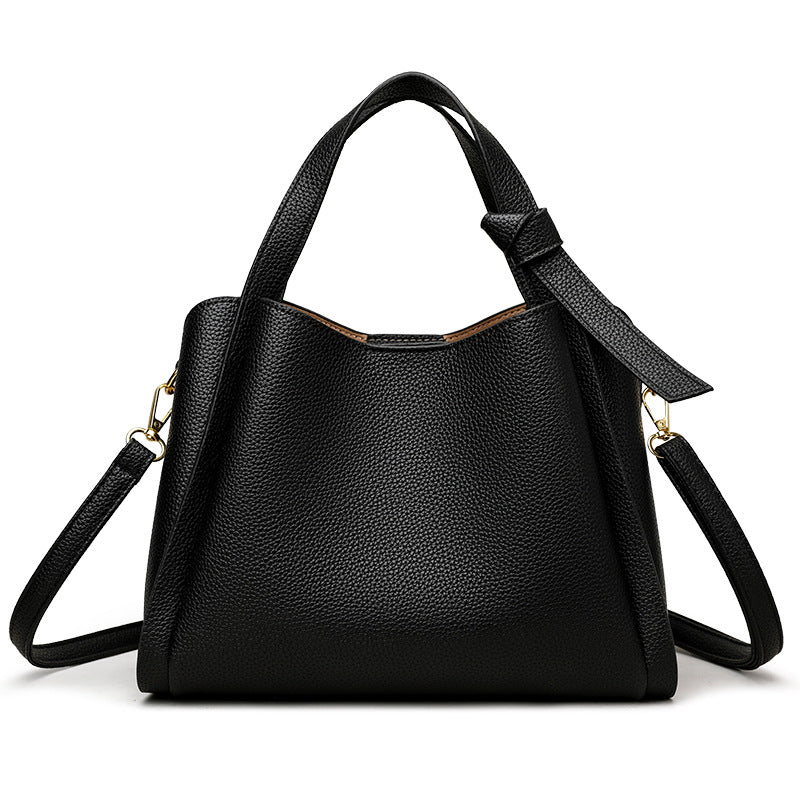 Elegant Soft Leatherette Bucket Crossbody Handbag