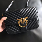 Genuine Leather Quilted Love Birds Crossbody Bag
