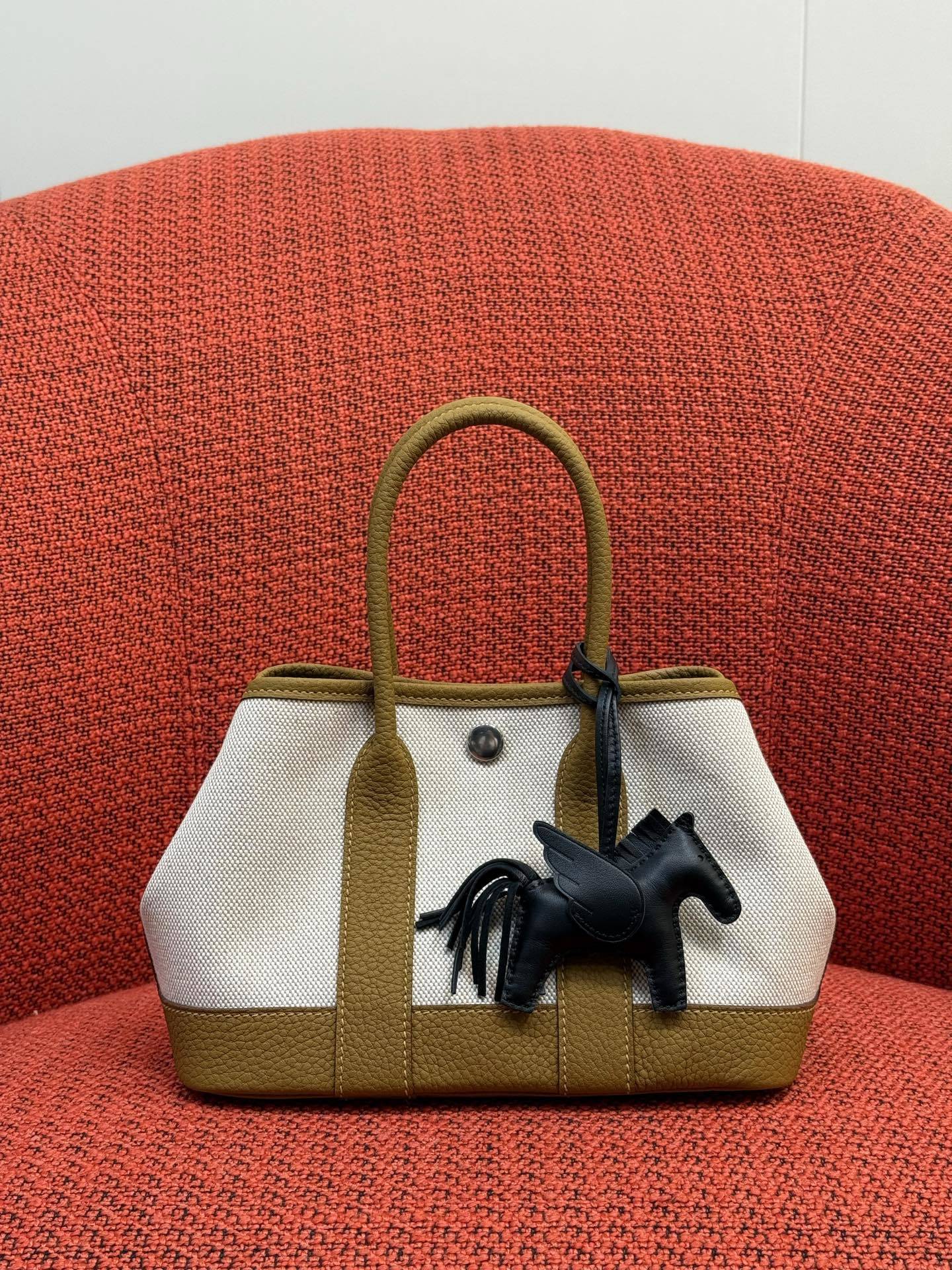 Mini Canvas Leather Garden Tote Handbag