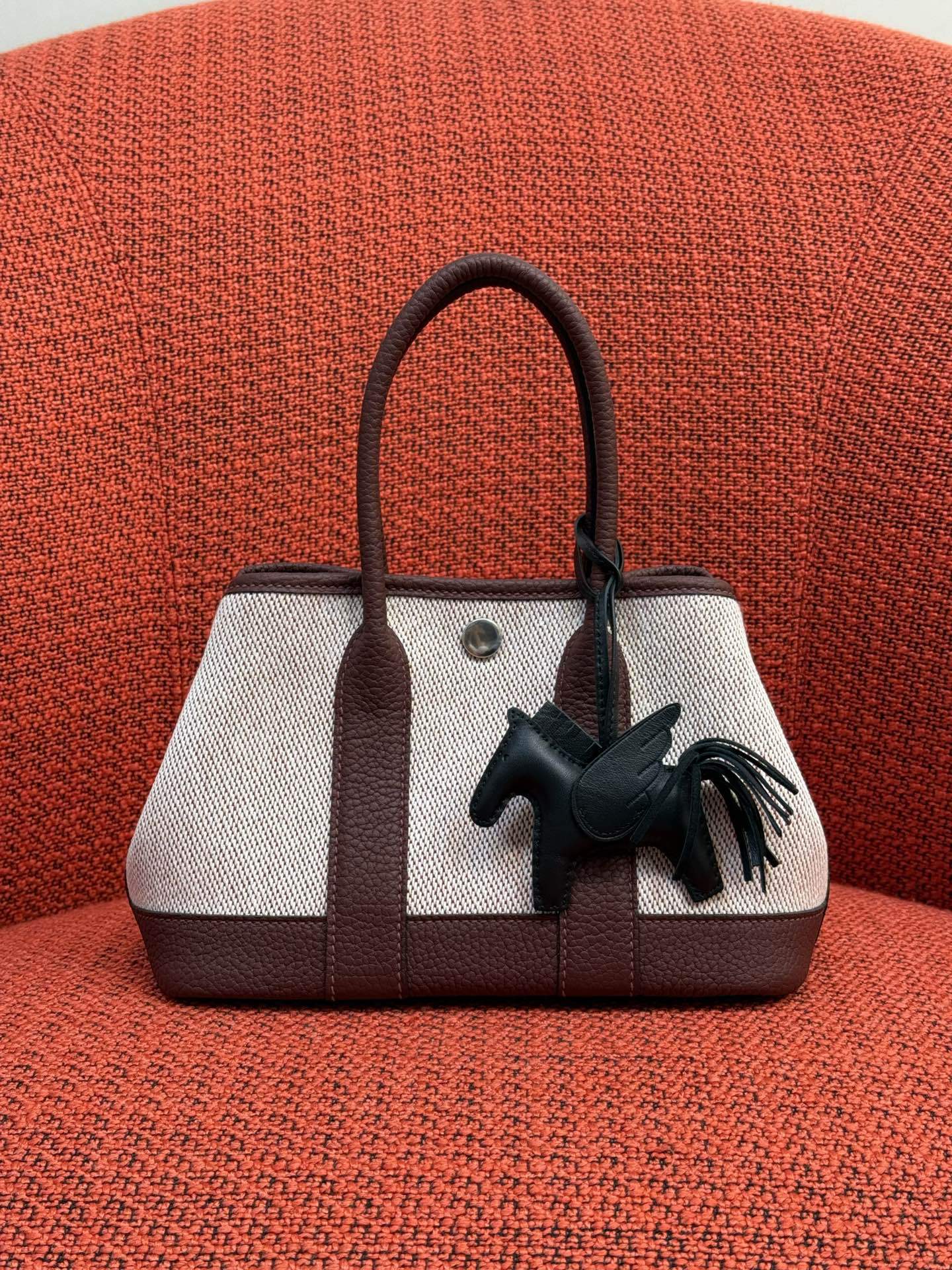 Mini Canvas Leather Garden Tote Handbag