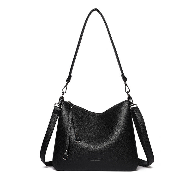 Vintage Faux Leather Commuter Shoulder Bag