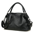 Black Leather Patchwork Shoulder Crossbody Handbag