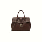 Soft Leather Work Tote Handbag with Clasp