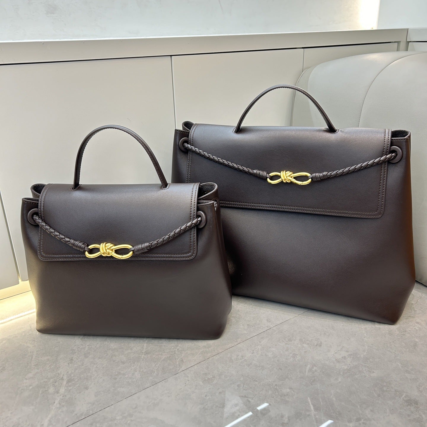 Genuine Leather Woven Tote Crossbody Bag
