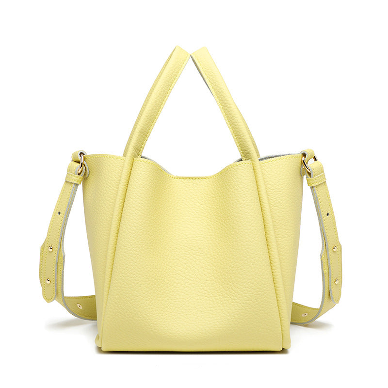 Soft Leather Bucket Crossbody Handbag
