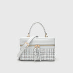 Canvas Leather Mini Box Crossbody Handbag