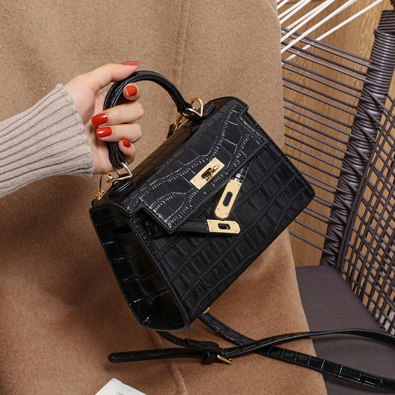 Women's Croc Embossed Genuine Leather Mini Handbag