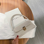 Lilac Croc Effect Shoulder Bag