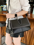 Black Soft Leather Rhinestone Shoulder Crossbody Bag