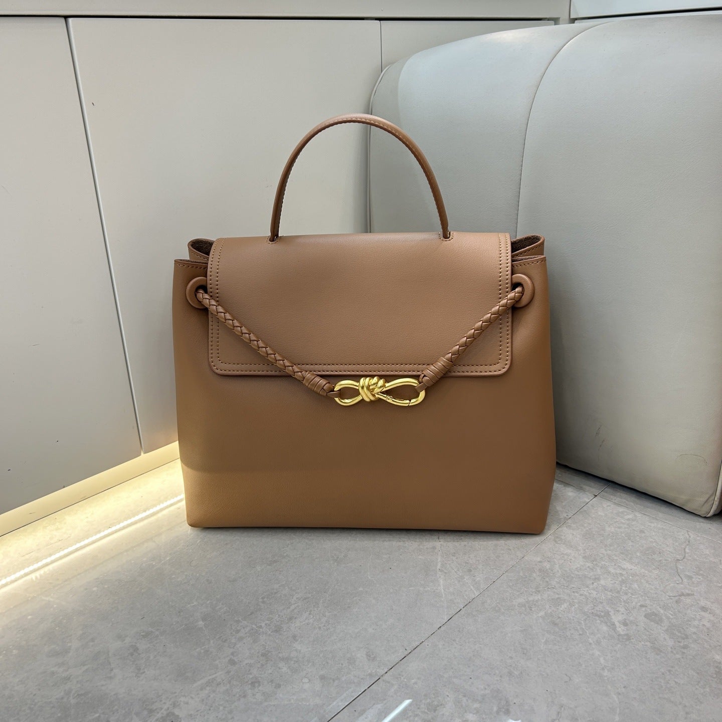 Genuine Leather Woven Tote Crossbody Bag