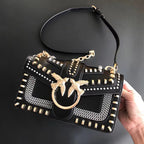 Genuine Leather Quilted Love Birds Crossbody Bag
