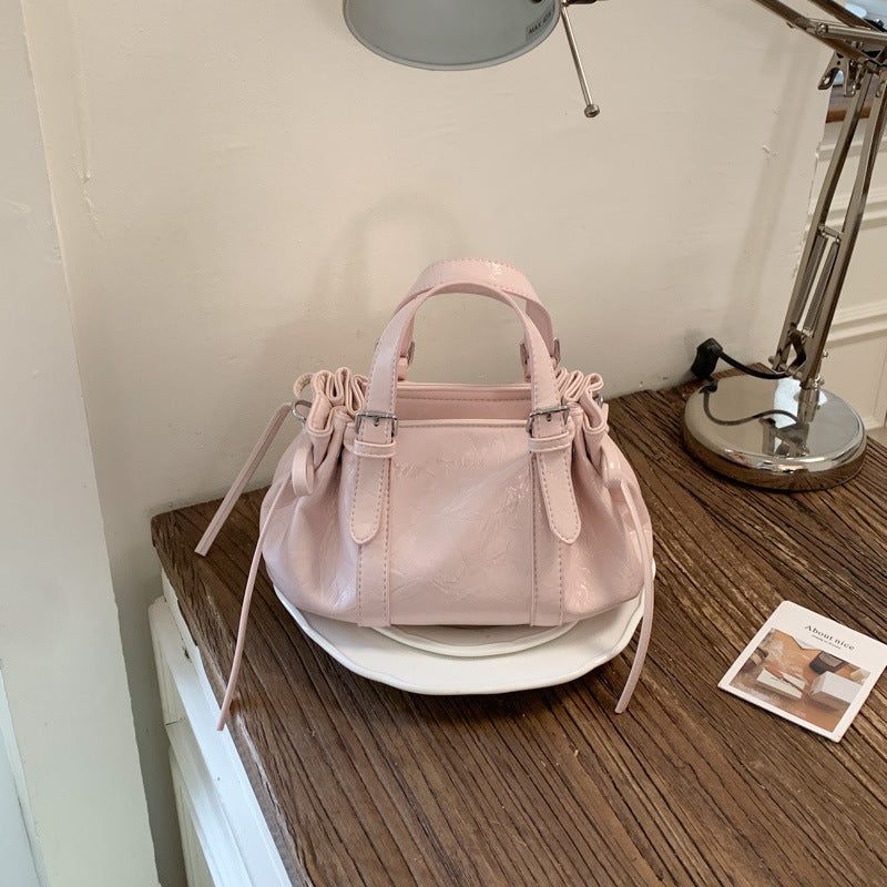 Soft Leather Pleated Handbag Shoulder Crossbody Bag