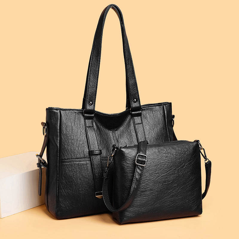 Fashion Soft Leather Tote Shoulder Bag Set