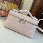 Genuine Leather Ostrich Pattern Box Handbag
