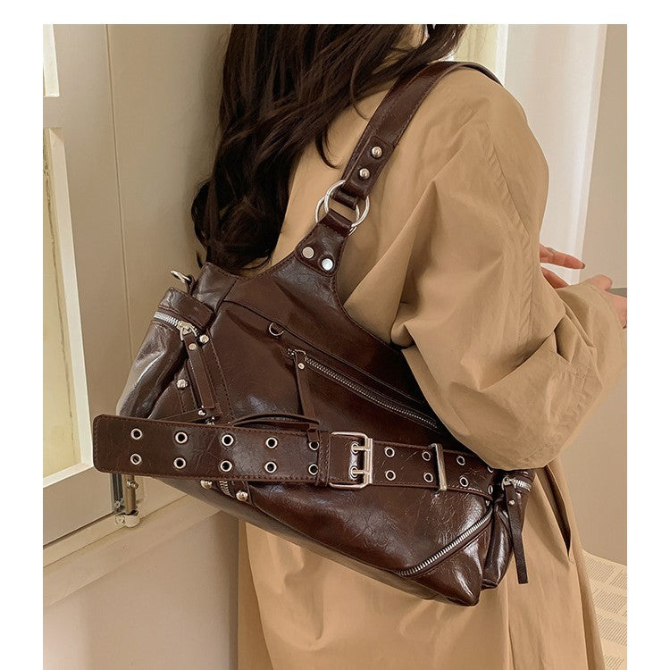 Fashion Rivet Soft Material Commuter Tote Bag