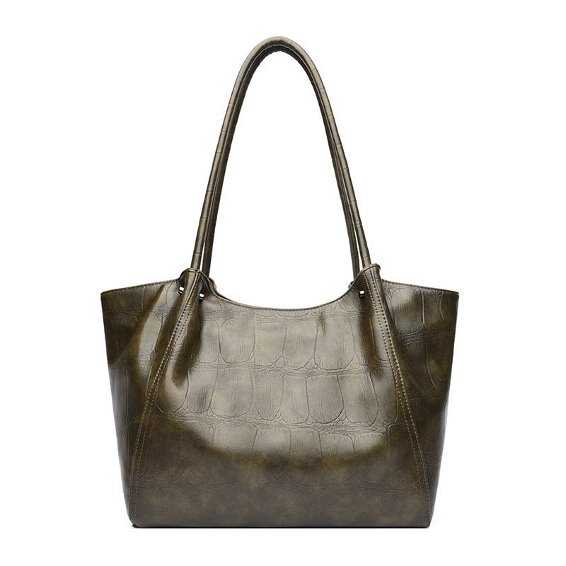 Elegant Commuter Tote Bag Stone Pattern Leather