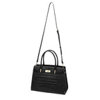 Premium Crocodile Embossed Leather Top Handle Bag