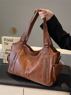 Women's Faux Leather Commuter Tote Shoulder Bag