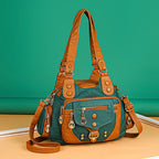 Soft Leather-like Multi-Pocket Shoulder Crossbody Bag