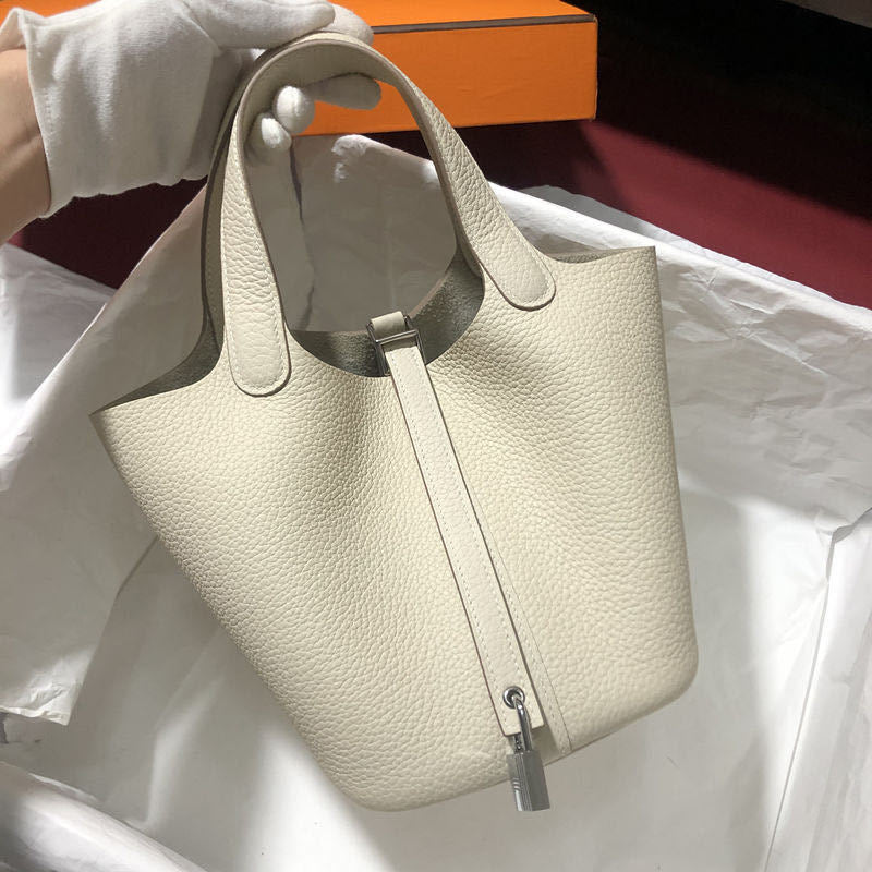 Premium Togo Leather Bucket Handbag