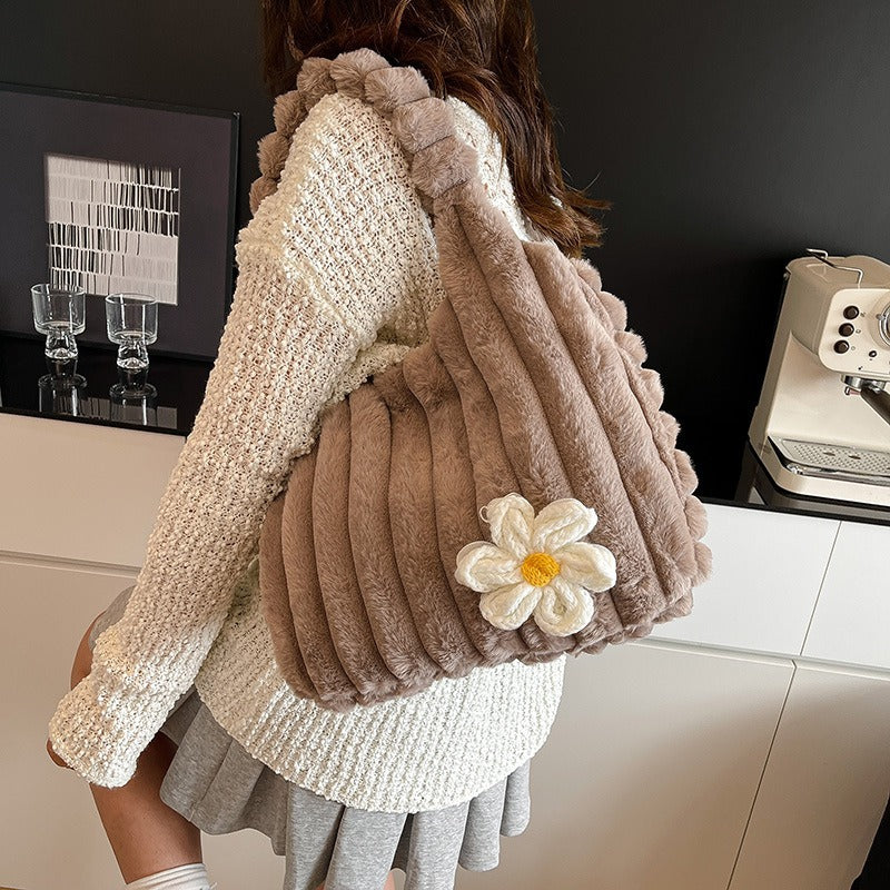 Soft Plush Daisy Tote Bag