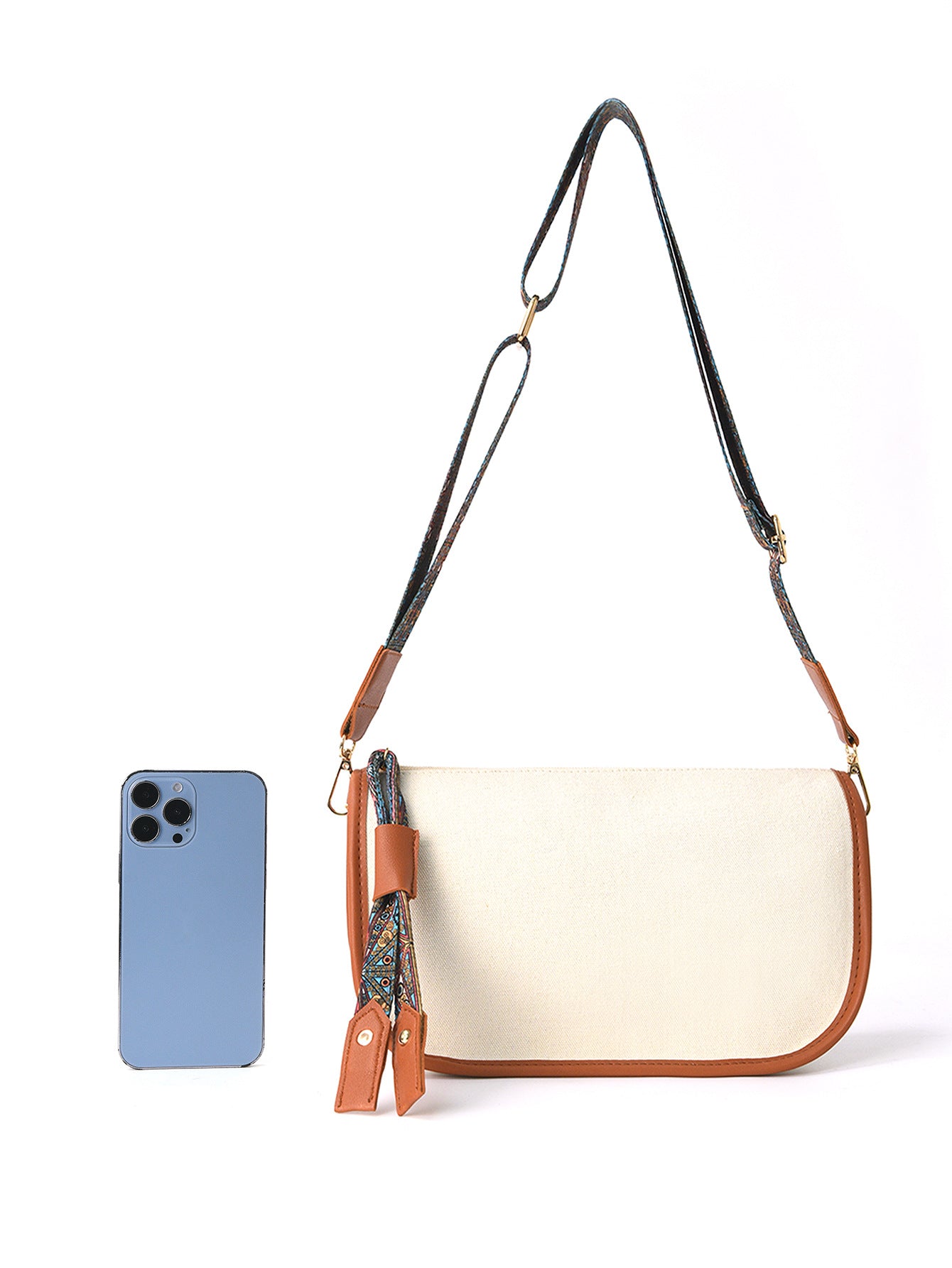 Stylish Canvas Faux Leather Shoulder Crossbody Bag