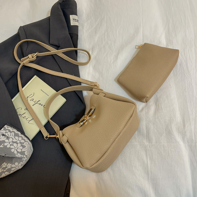 Soft Leather Bucket Bag Set Tote Shoulder