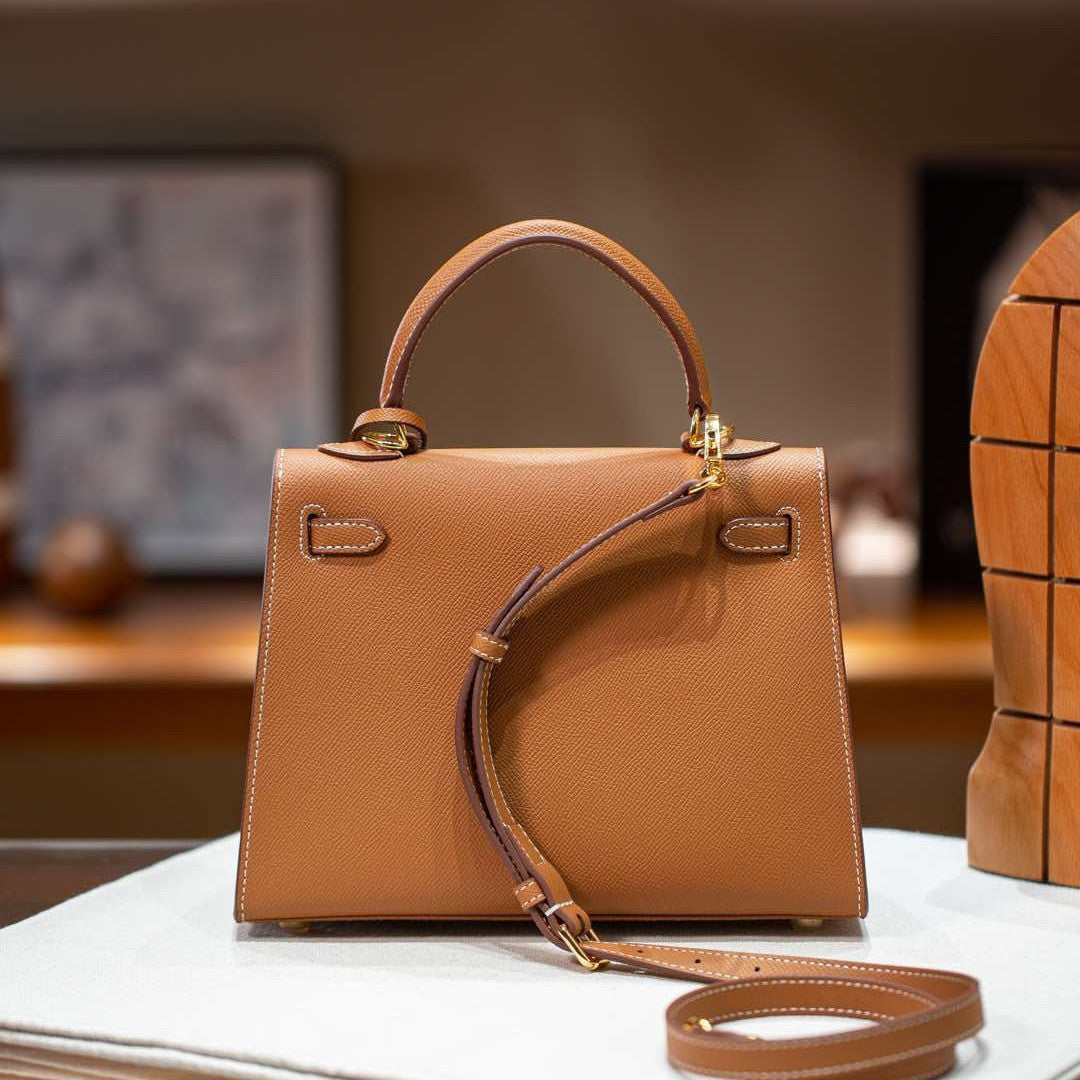 Premium Leather Kelly Style Shoulder Crossbody Handbag