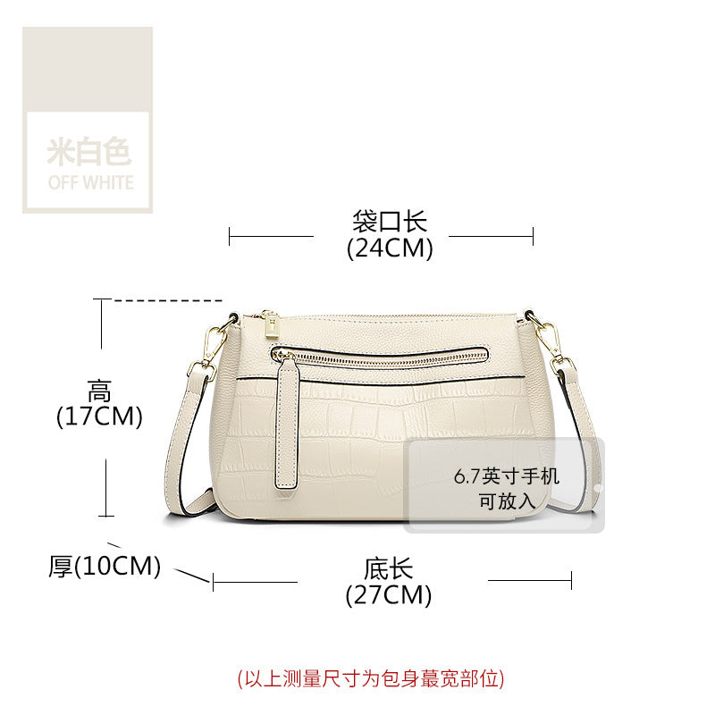 Genuine Leather Croc Embossed Multi-Compartment Bag
